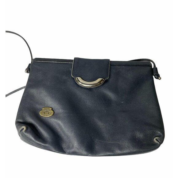 Vintage Etienne Aigner Navy Blue Genuine Leather Purse Handbag Tote - Picture 10 of 14